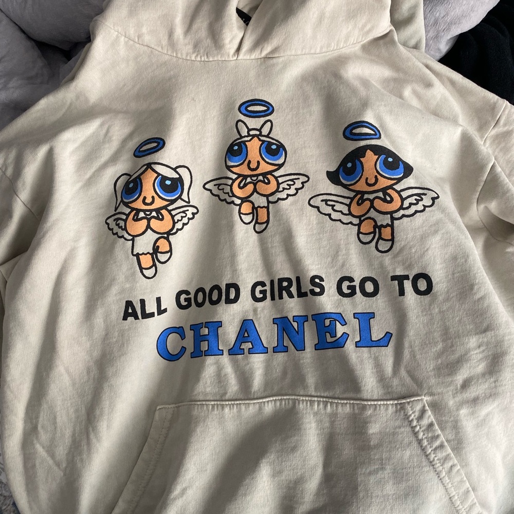 Chanel Graphic Cream Hoodie - 'All Good Girls Go To Chanel'
